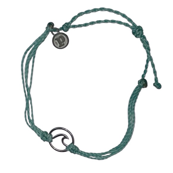 Pura Vida Silver Wave Bracelet - 100% Waterproof, Adjustable Turquoise band. NEW - Picture 1 of 4